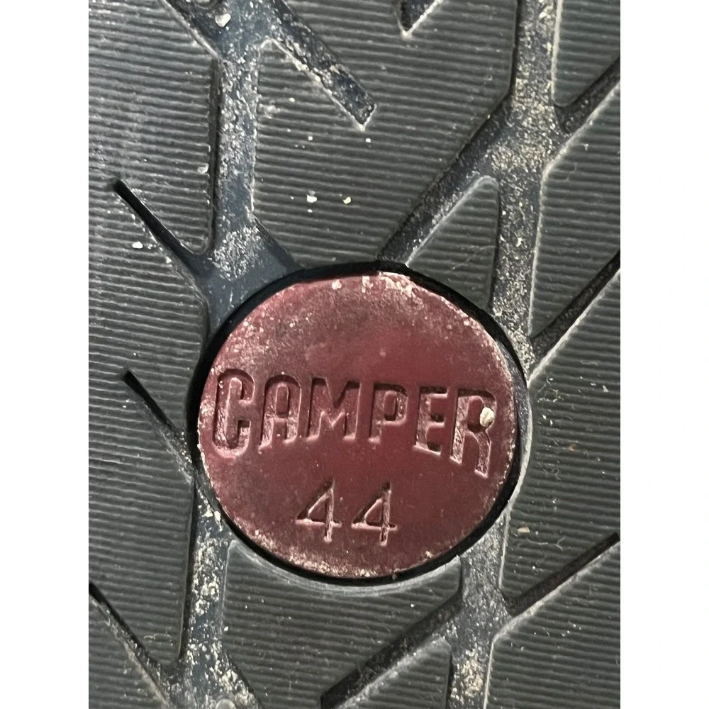 Camper Black Leather Lace-Up Sneakers with Gray Laces